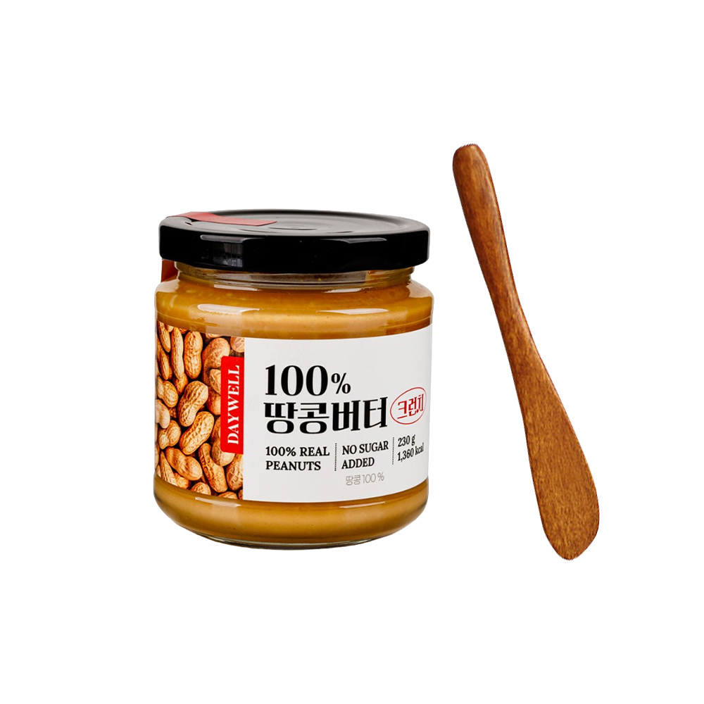 데이웰 100% 땅콩버터 크런치 230g 우드 버터나이프 세트