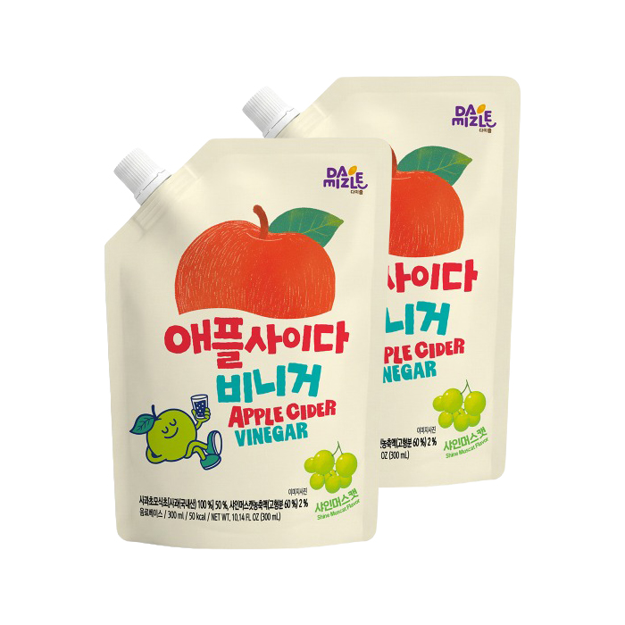 다미즐 애플사이다 비니거 샤인머스캣 300ml 2개 희석해먹는 발효 애사비 식초
