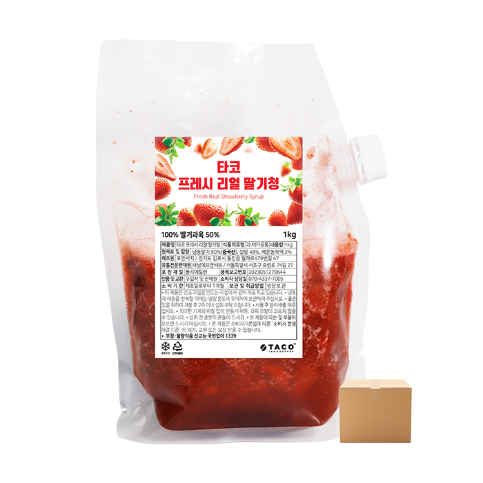 [업체발송] 타코 프레시 리얼 딸기청 1kg 6개 박스 냉장