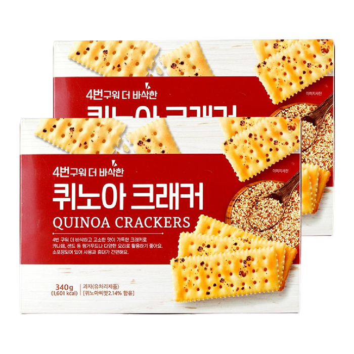 4번 구워 더 바삭한 퀴노아 크래커 340g 2개 과자 스낵 카나페