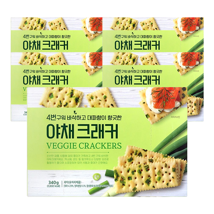 4번 구워 더 바삭한 야채 크래커 340g 5개 과자 스낵 카나페