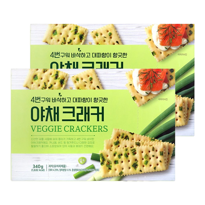 4번 구워 더 바삭한 야채 크래커 340g 2개 과자 스낵 카나페