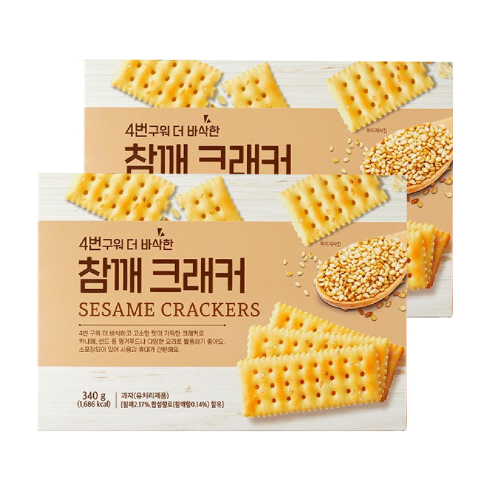 4번구워 더 바삭한 참깨 크래커 340g 2개 과자 스낵 카나페