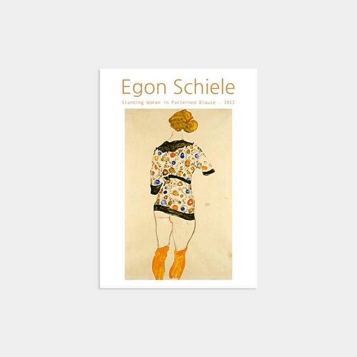 [에곤 실레] 무늬블라우스를 입고 서있는 여자 빈티지 포스터