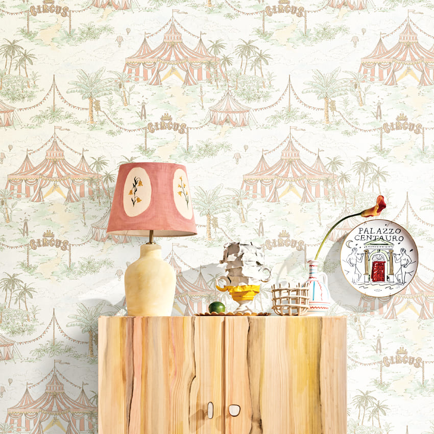 만능풀바른벽지 실크LG82585-1 컬러풀 서커스 서커스 화이트