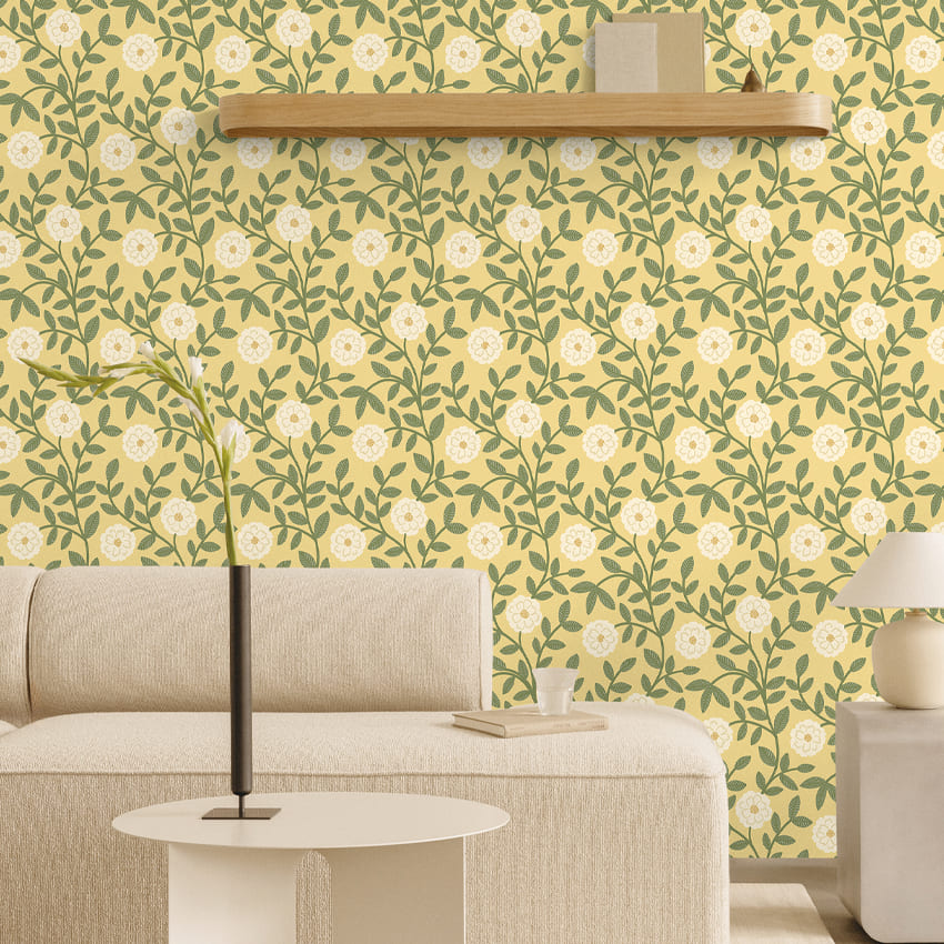 만능풀바른벽지 실크G87462-1 플로리스 옐로우