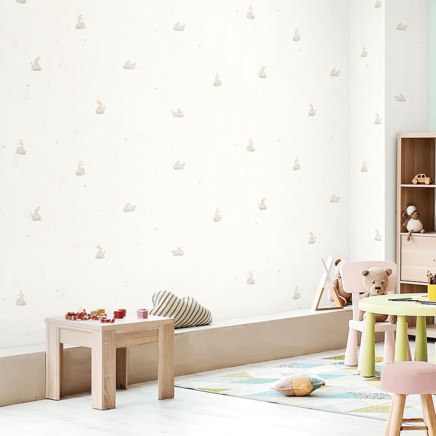 만능풀바른벽지 합지LX49625-1 베이비 버니 민트