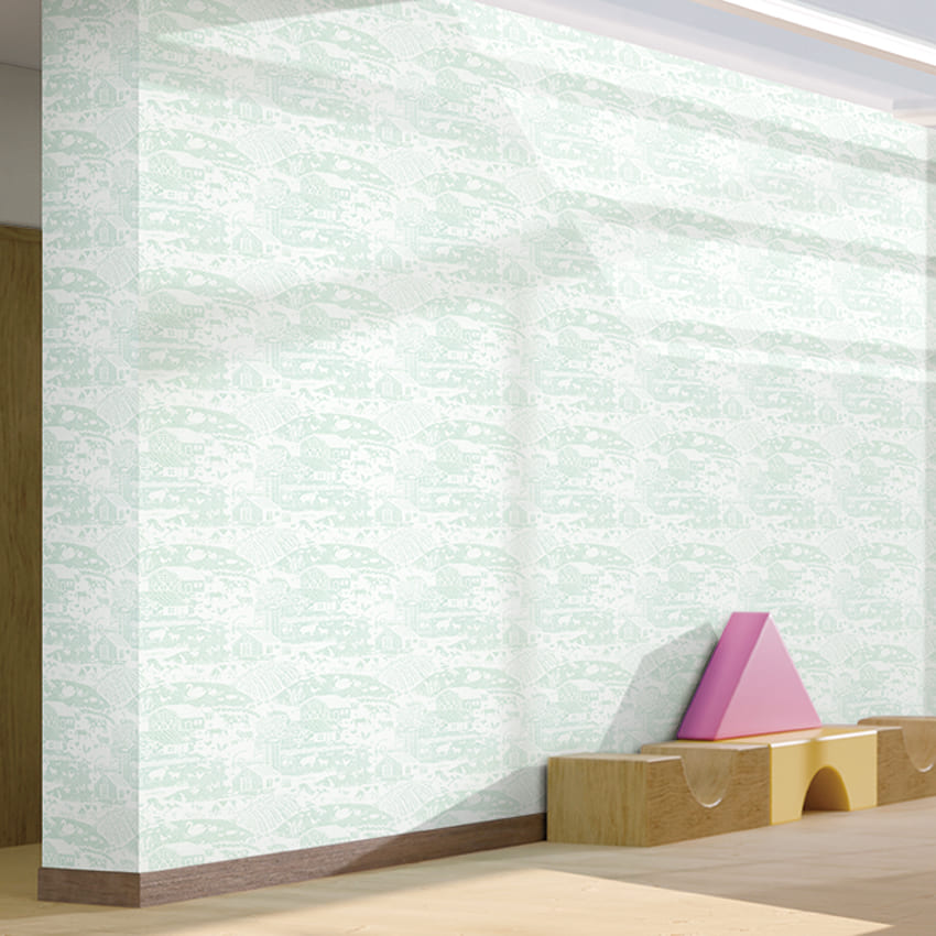 만능풀바른벽지 합지LX49608-2 동물농장 베이비 민트