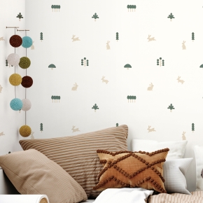 만능풀바른벽지 실크LXT1096-1 숲에 간 토끼