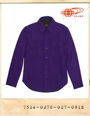 BEAMS PURPLE WOOL SHIRT JACKET/빔스 퍼플 울 셔츠형재킷