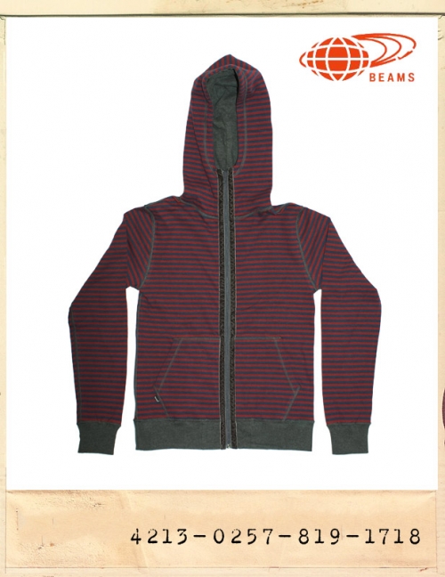 BEAMS STRIPE REVERSIBLE ZIP-UP HOOD/빔스 스트라이프리버시플후드집업