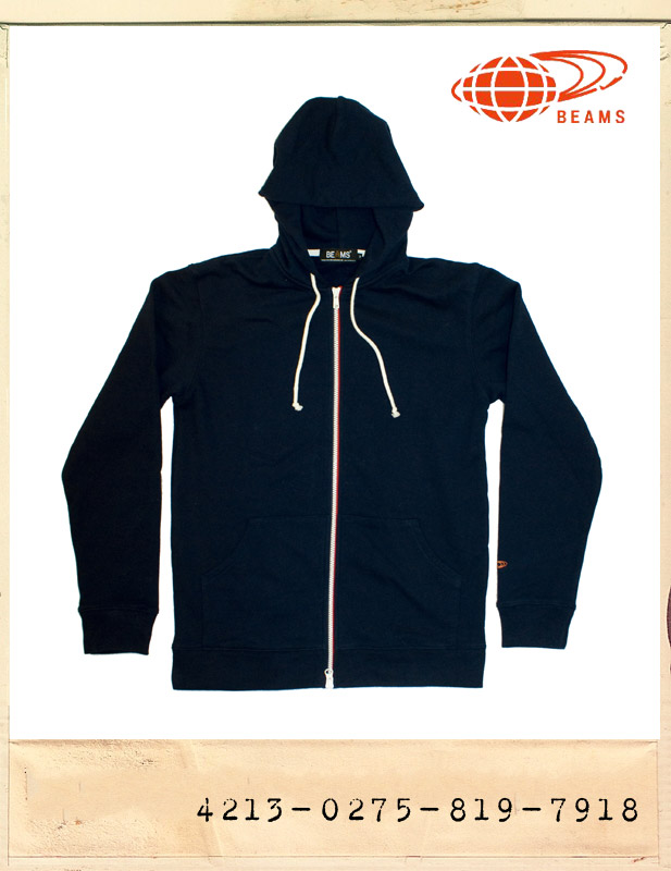 BEAMS RED POINT ZIP HOOD/빔스 레드포인트 지퍼 후드