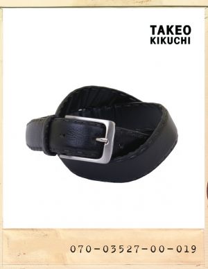 TAKEO KIKUCHI BLACK LEATHER STITCH BELT/타케오키쿠치 블랙 레더스티치 벨트