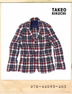 TAKEO KIKUCHI TAILORED CHECK COTTON JACKET/타케오키쿠치 테일러드 체크면자켓