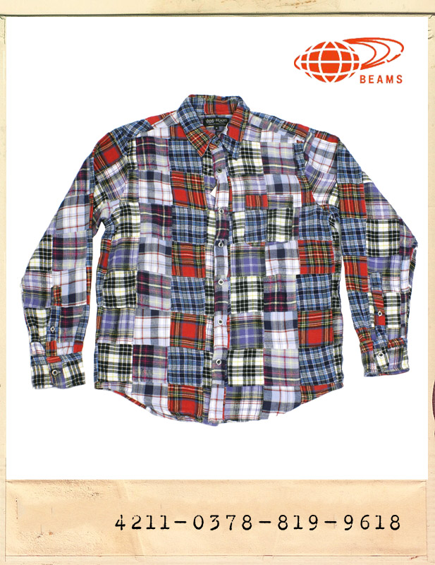 BEAMS CHECK PATCHWORK SHIRTS/빔스 체크 패치워크 셔츠