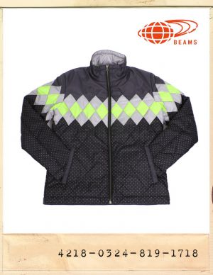 BEAMS DOT PRINT AGYLE PADDING JUMPER/빔스 도트프린트 아가일 패딩점퍼