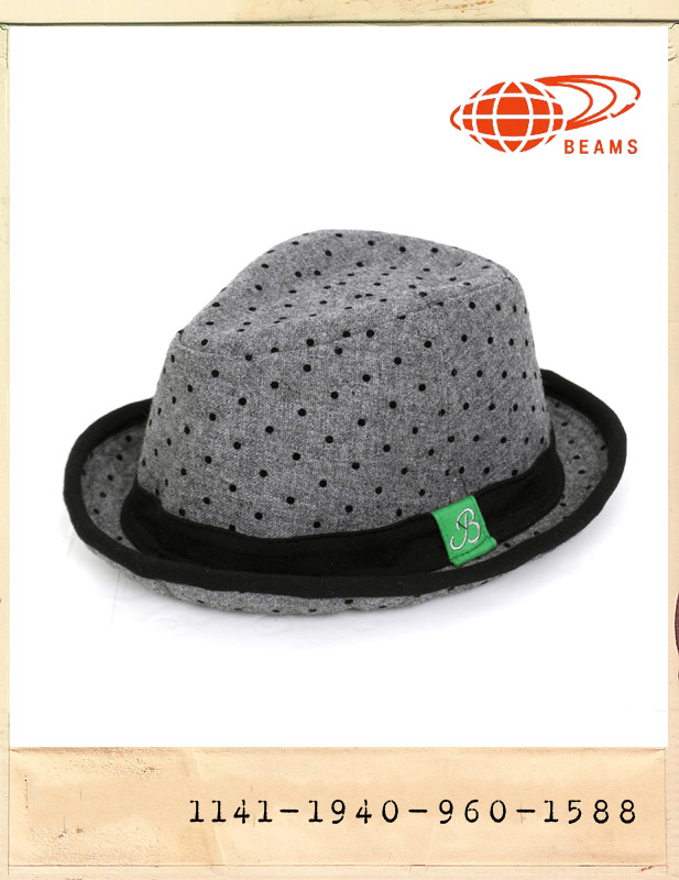 BEAMS DOT PRINT WOOL FEDORA GREY/빔스 도트프린트 울 페도라 그레이