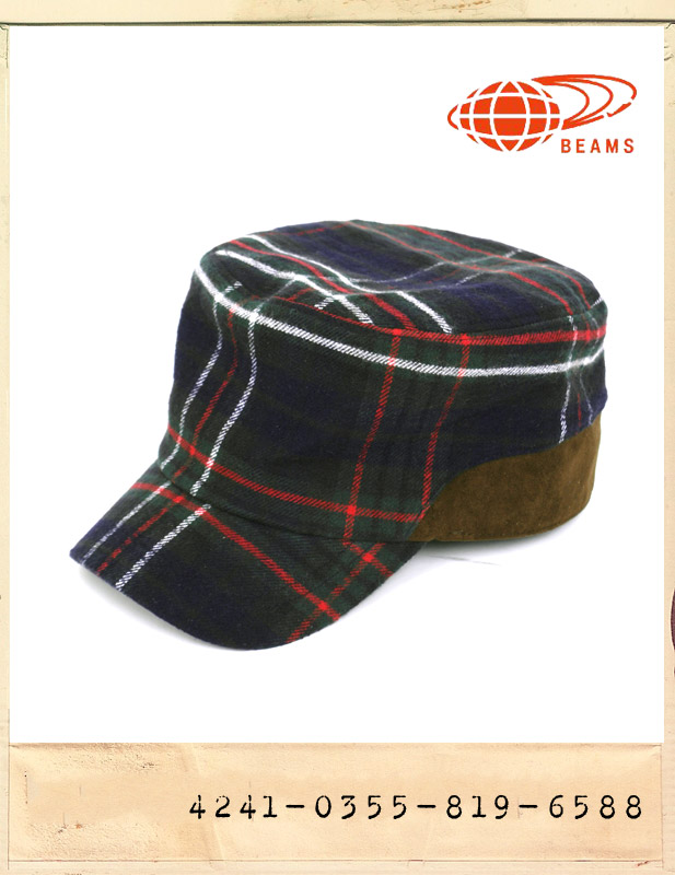 BEAMS SWADE PATCH CHECK CAP/빔스 스웨이드 패치 체크모자