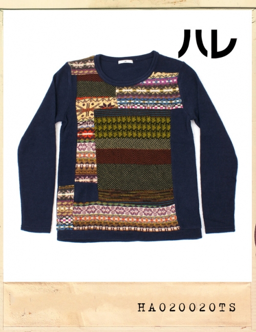 ハレ JACQUARD PATCHWORK NORDIC KNIT NAVY/하레재팬 쟈카드패치워크 노르딕니트네이비