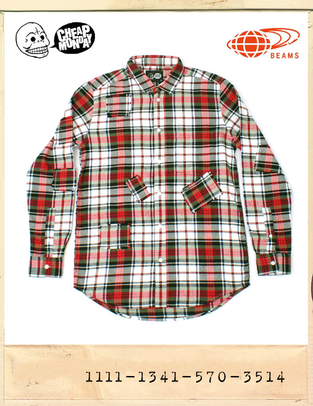 CHEAP MONDAY BY BEAMS NEO PATCH CHECK SHIRTS/칩먼데이 네오패치셔츠