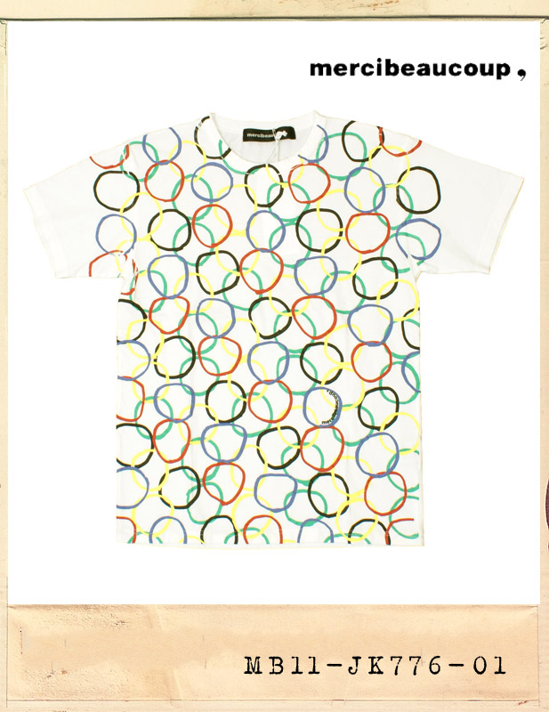 mercibeaucoup, rainbow ring print tee/메르시보꾸 무지개 링사슬티