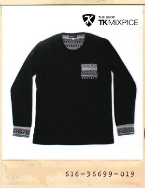 TK MIXPICE ETHNIC KNIT PATCH POCKET TEE/티케이믹스피스 에스닉니트패치 포켓티