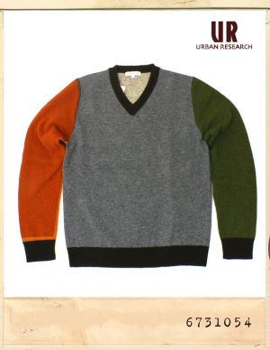 URBAN RESEARCH MULTI COLOR LAMBS WOOL V-NECK KNIT/어반리서치 멀티컬러 램스울 브이넥 니트