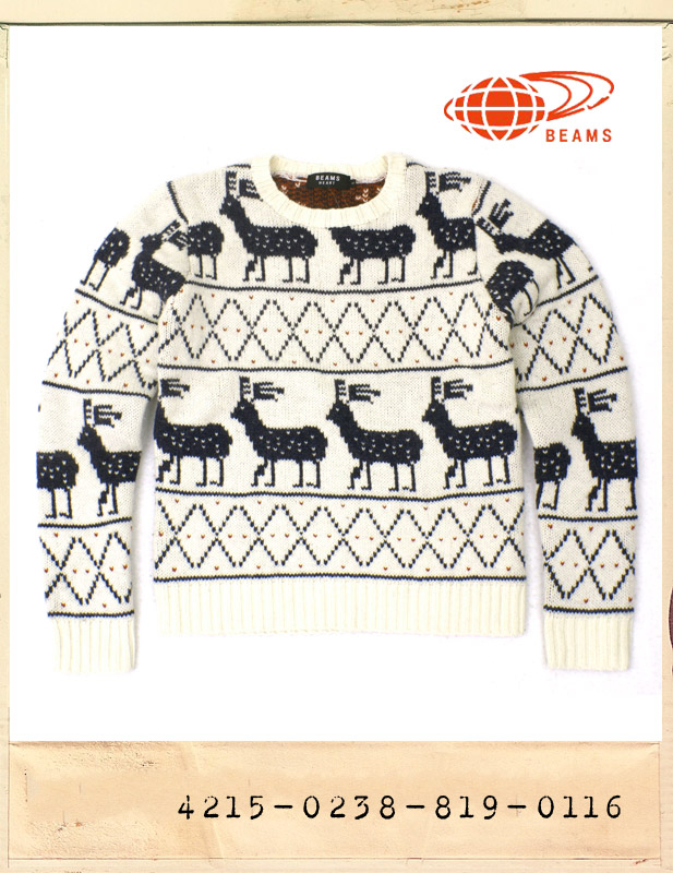 BEAMS LAMBS WOOL NORDIC SWEATER - WHITE/빔스 램스울 노르딕스웨터 - 화이트