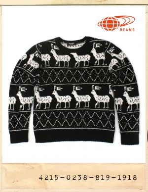 BEAMS LAMBS WOOL NORDIC SWEATER - BLACK/빔스 램스울 노르딕스웨터 - 블랙