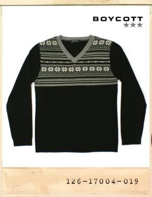 BOYCOTT NORDIC V-NECK WOOL KNIT/보이콧 노르딕 브이넥 울니트