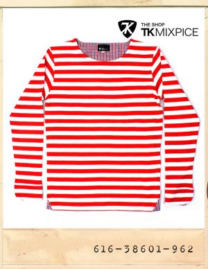 TK MIXPICE CHECK LAYERD CUFFS PULLOVER/티케이믹스피스 체크레이어드 커프스 풀오버