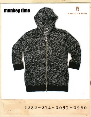 MONKEY TIME LEOPARD ZIP-UP CAPRI HOOD JACKET - BLACK/몽키타임 레오파드 집업 7부 후드자켓 - 블랙