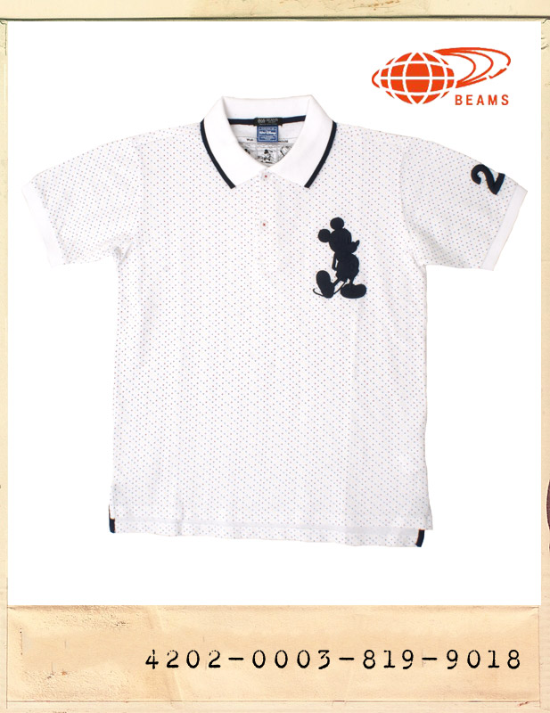 BEAMS X MICKEY MOUSE COLLABORATION RAINBOW DOT CALLAR TEE/빔스 X 미키마우스 콜라보레이션 레인보우 도트 카라티