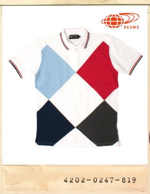 BEAMS DIAMOND PATCHWORK CALLAR TEE/빔스 다이아몬드 패치워크 카라티