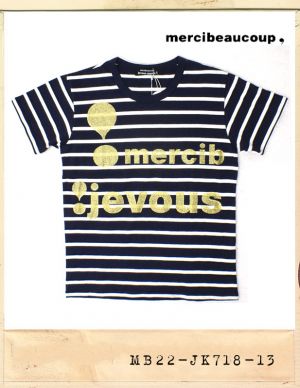 mercibeaucoup, GOLD LOGO BORDER TEE/메르시보꾸 골드로고 보더티