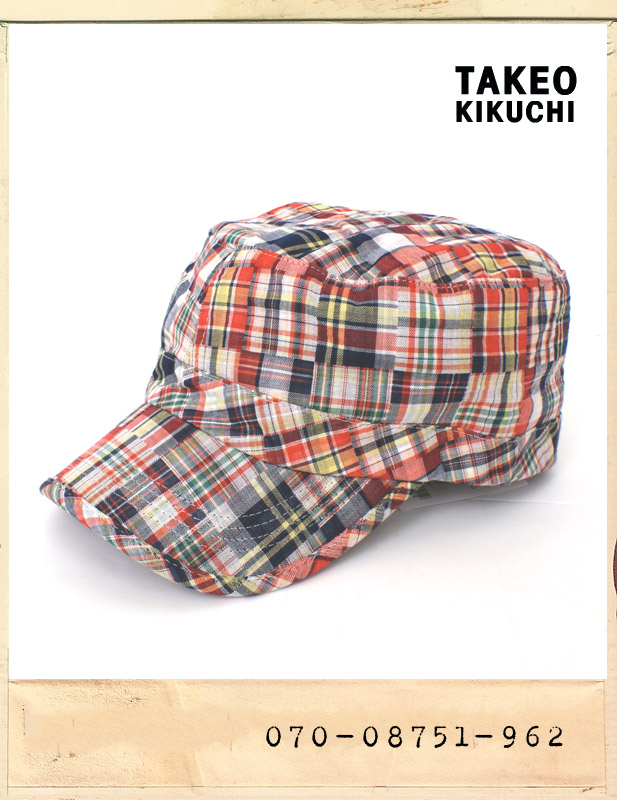 TAKEO KIKUCHI MULTI CHECK WORK CAP/타케오키쿠치 멀티체크 워크캡