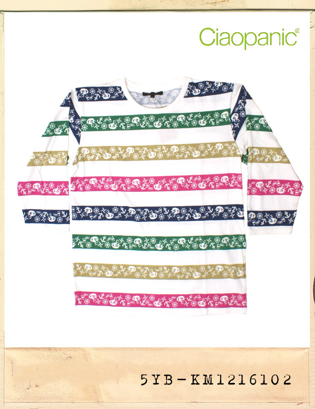 CIAOPANIC MARINE PATTERN COLOR BORDER CAPRI TEE/챠오패닉 마린패턴 컬러보더 7부티