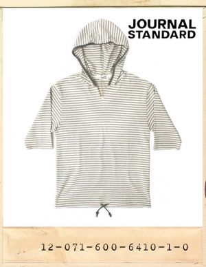 JOURNAL STANDARD STRIPE HOOD 5s TEE/저널스탠다드 스트라이프 후드 하프슬리브티