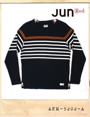 JUN red JQ PATCH STRIPE TEE/준레드 쟈카드패치 스트라이프티