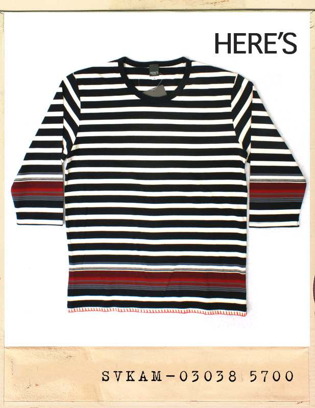 HERE'S STITCH 7s STRIPE TEE/히어즈 스티치 7부 스트라이프티