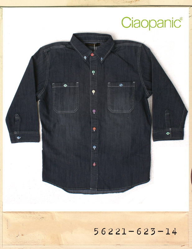 Ciaopanic RAINBOW BUTTON 7s DENIM SHIRTS/챠오패닉 레인보우 버튼 7부 데님셔츠