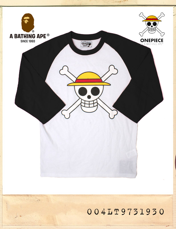 ONEPIECE by A Bathing Ape CHARACTOR RAGLAN 7s TEE/원피스 바이 베이프 캐릭터 라글란 7부티