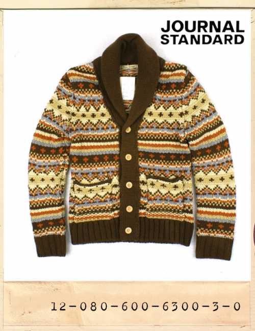 JOURNAL STANDARD SHAWL CALLAR ETHNIC WOOL KNIT CARDIGAN/저널스탠다드 숄카라 에스닉 울 니트가디건