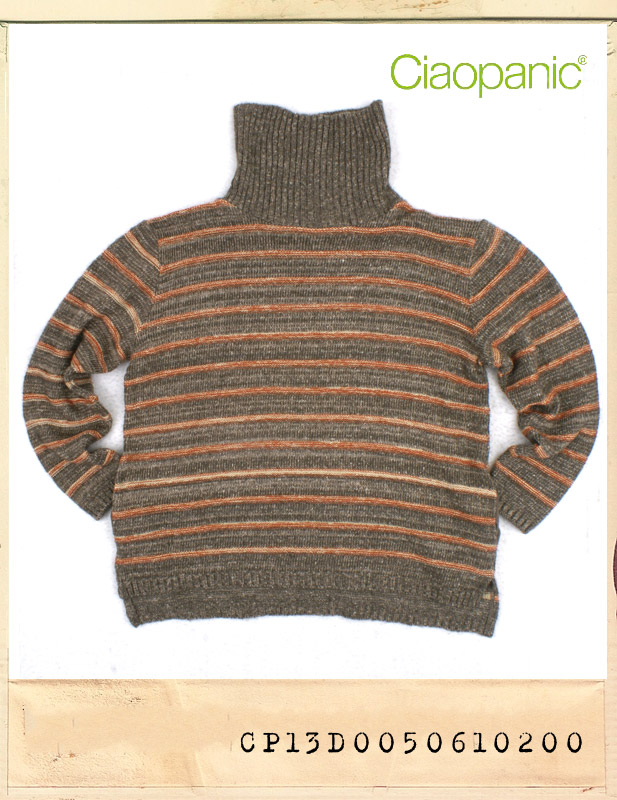 Ciaopanic LOOSE STRIPE TURTLE-NECK POCKET SWEATER/챠오패닉 루즈 스트라이프 터틀넥 포켓스웨터