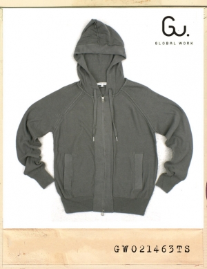 GLOBAL WORK HOOD ZIP KNIT CADIGAN/글로벌워크 후드 집업 니트가디건