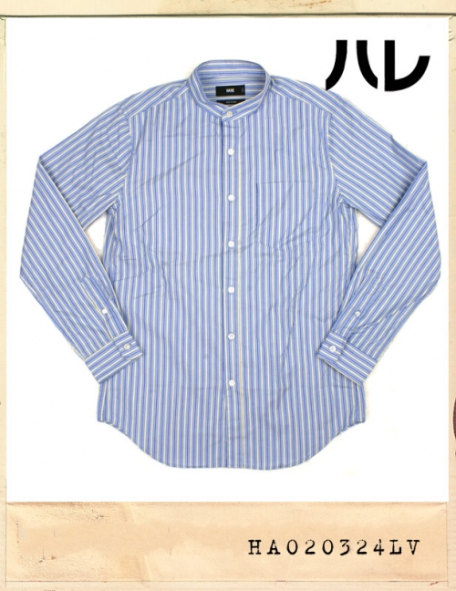 ハレ STAND CALLAR STRIPE SHIRTS/하레재팬 스탠드카라 스트라이프셔츠