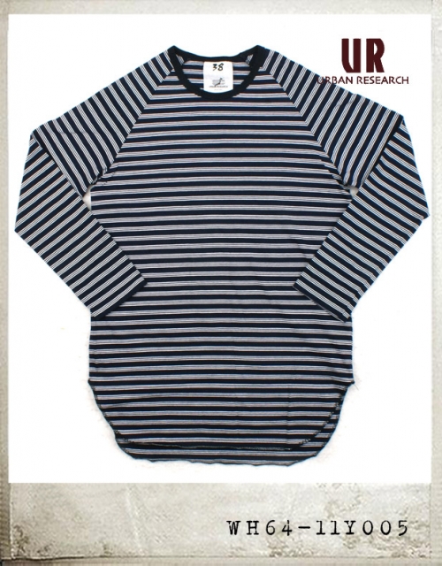 URBAN RESEARCH STRIPE RAGLAN LONG TEE/어반리서치 스트라이프 라글란 롱티