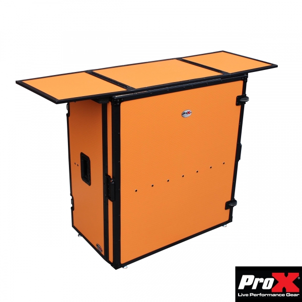 [디제이테이블]Prox DJ Station Desk Orange on Black w/ Wheels (Fold out table)