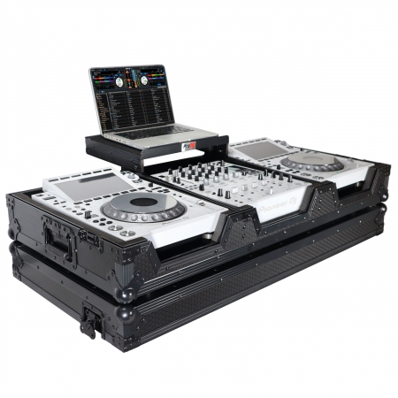 [플라이트 케이스]Prox Fits 2X CDJ-3000 CD and DJM-900NXS2 Mixer W/Wheels & Laptop Shelf (Black on Black)