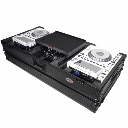 [플라이트 케이스]Prox Fits 2X CDJ-3000 CD and DJM-900NXS2 Mixer W/Wheels & Laptop Shelf (Black on Black)